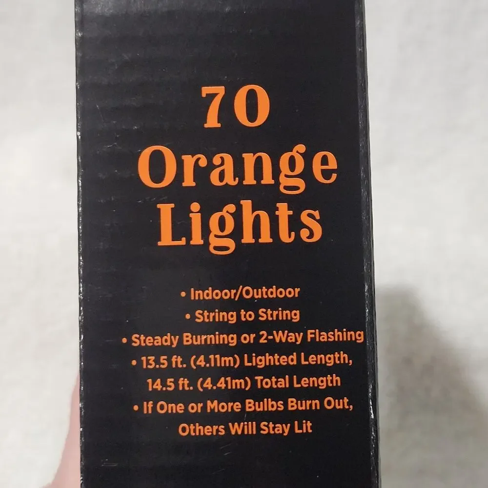 70 Orange Halloween String Lights 14.5 Ft Indoor Outdoor Untested